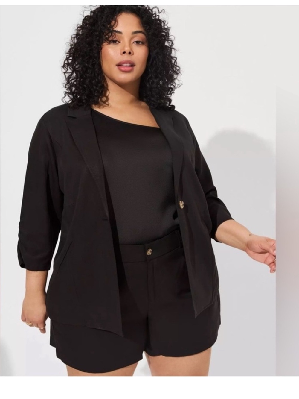 Torrid Studio Linen Blazer in Deep Black Jacket Blazer Size 4XL